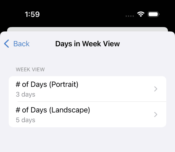 Days in Week View