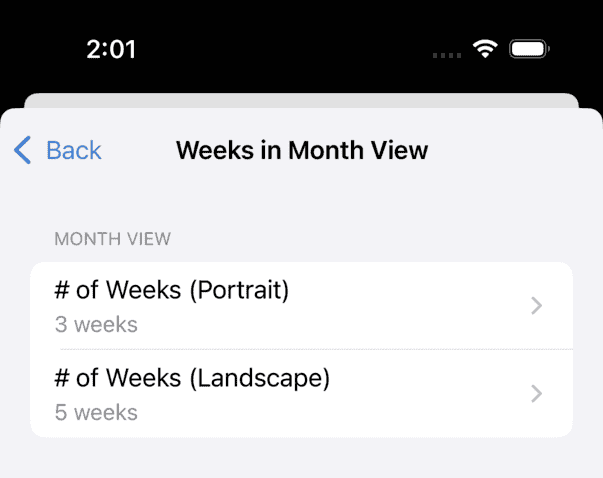 Weeks in Month View