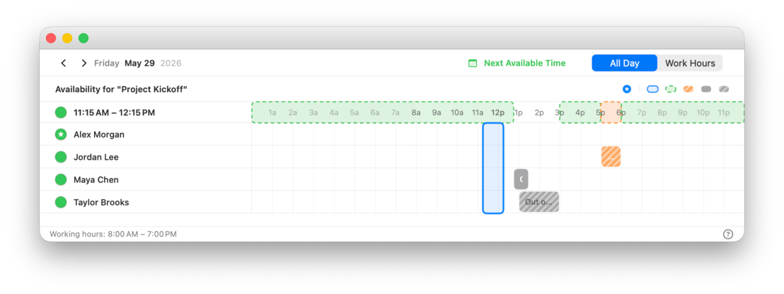 Check Availability of Attendees