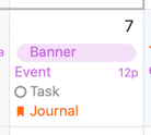 Banner, Event, Task, Journal