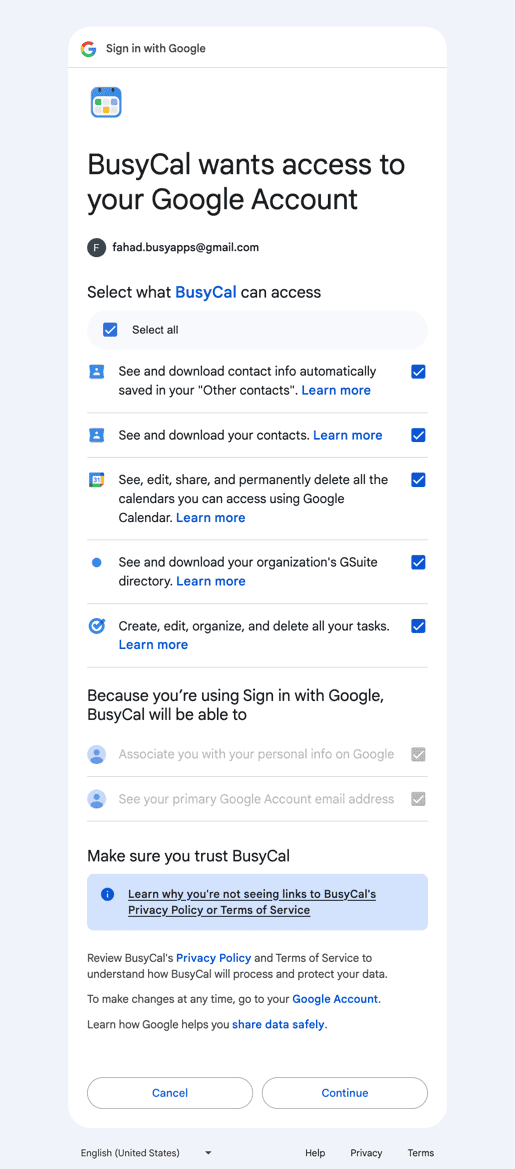 Google Permissions