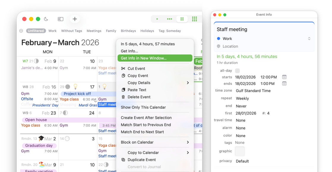 Get Info in New Window