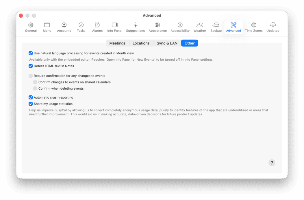 Advanced Other Settings