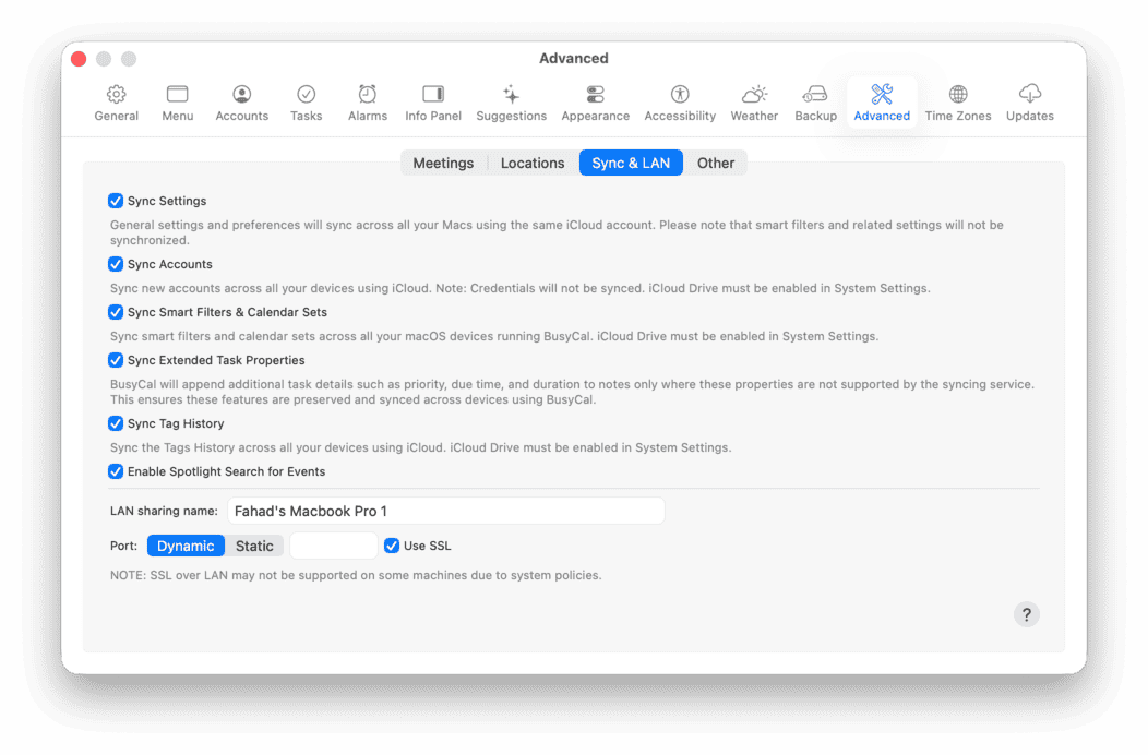 Advanced Sync Settings