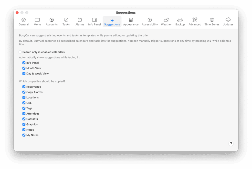 Suggestions Preferences