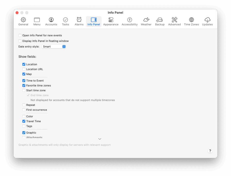 Info Panel Settings