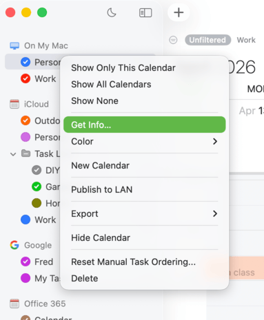 Edit Calendar