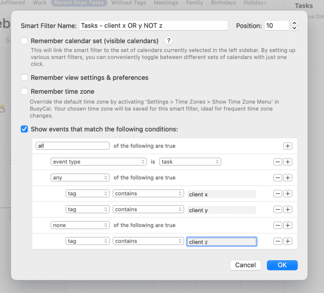 Smart Filter advanced setup