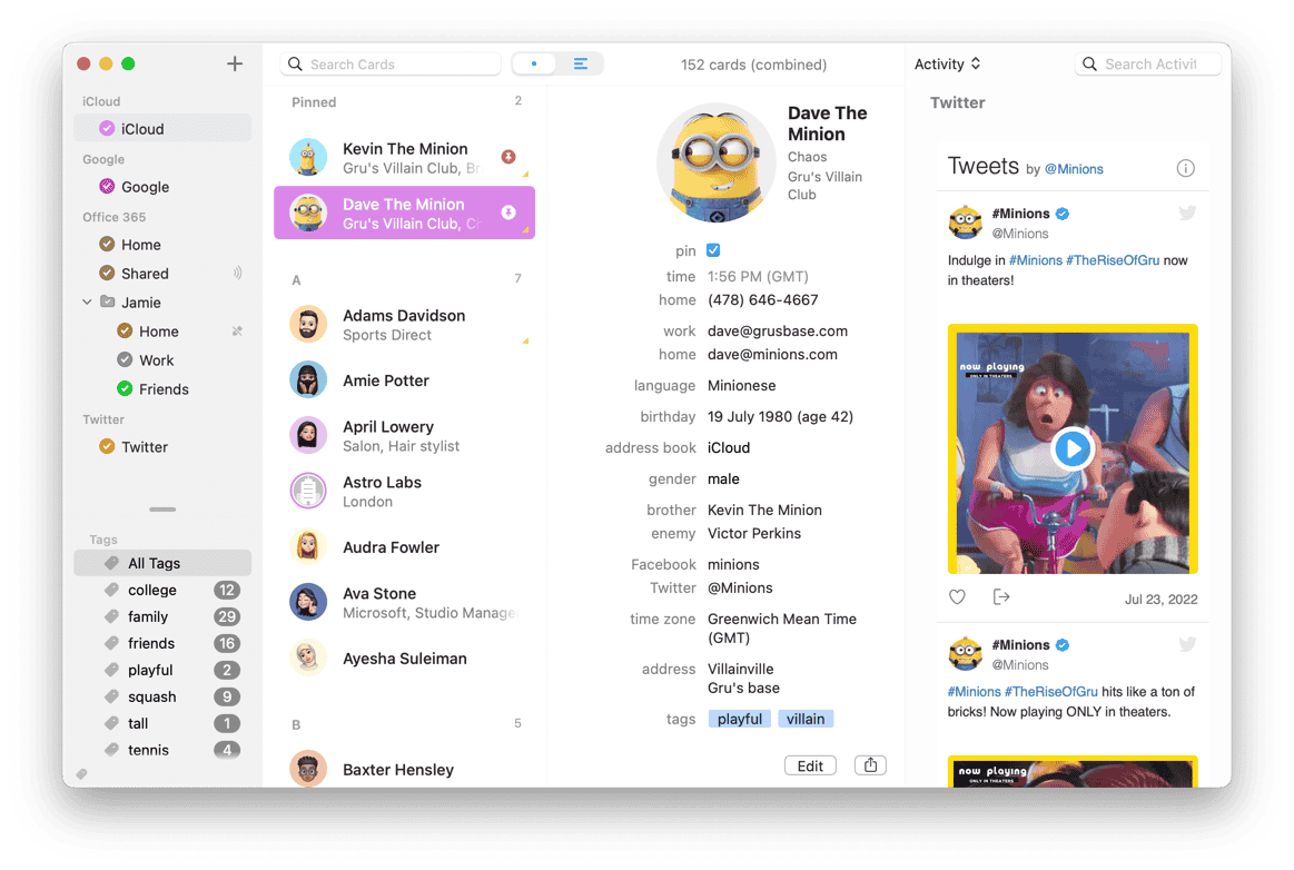 BusyContacts Card View