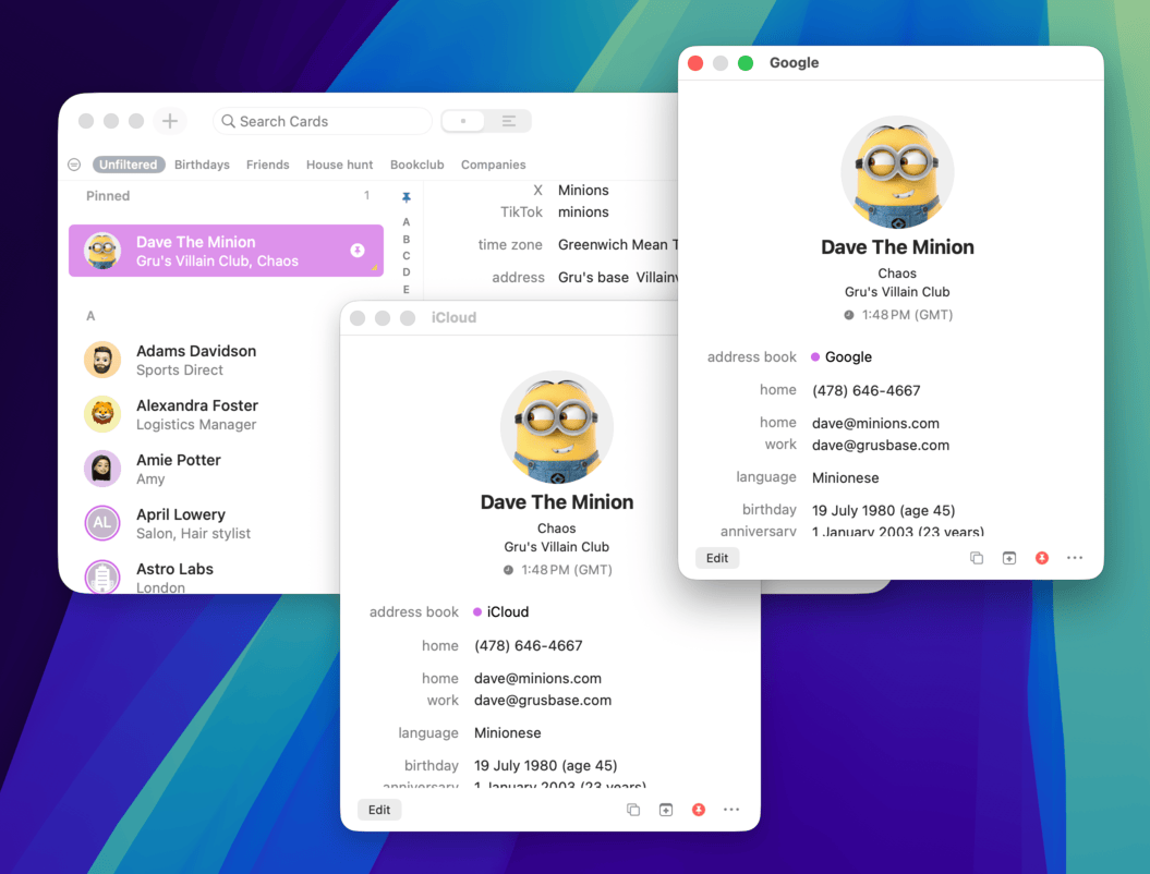 BusyContacts combined view screenshot