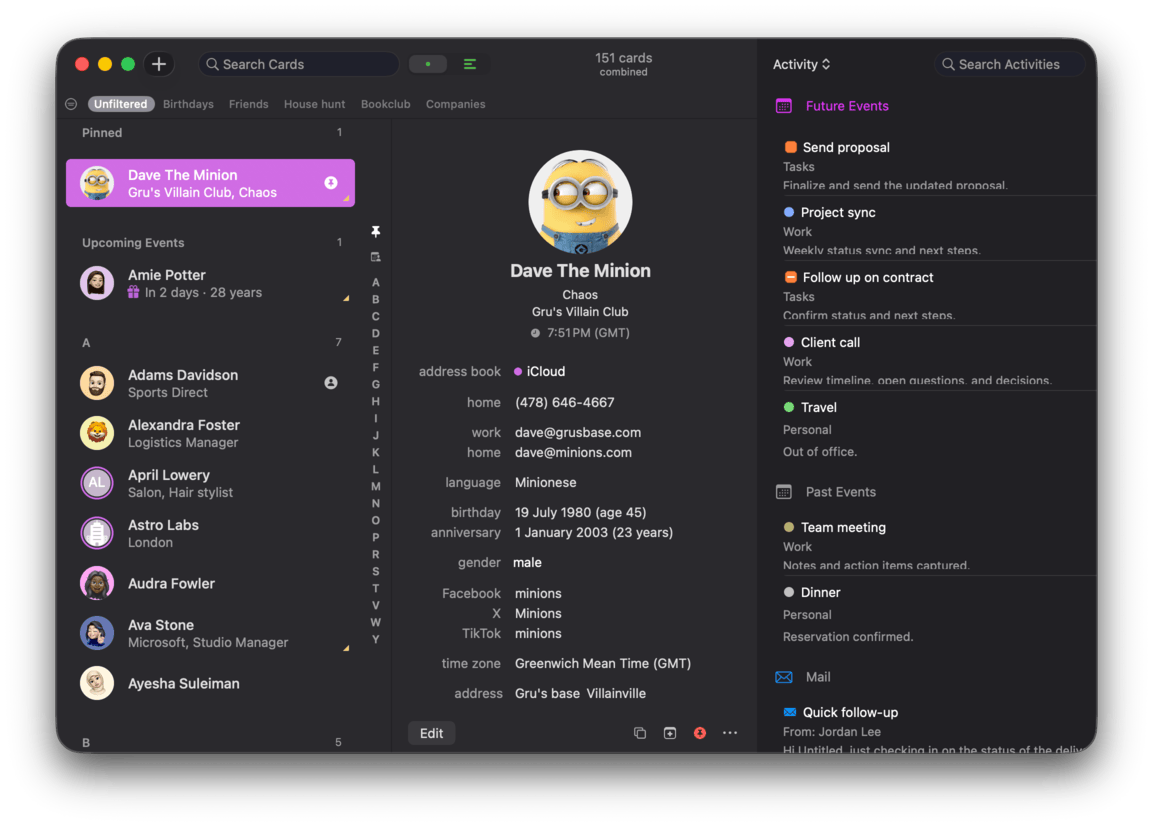BusyContacts in dark mode
