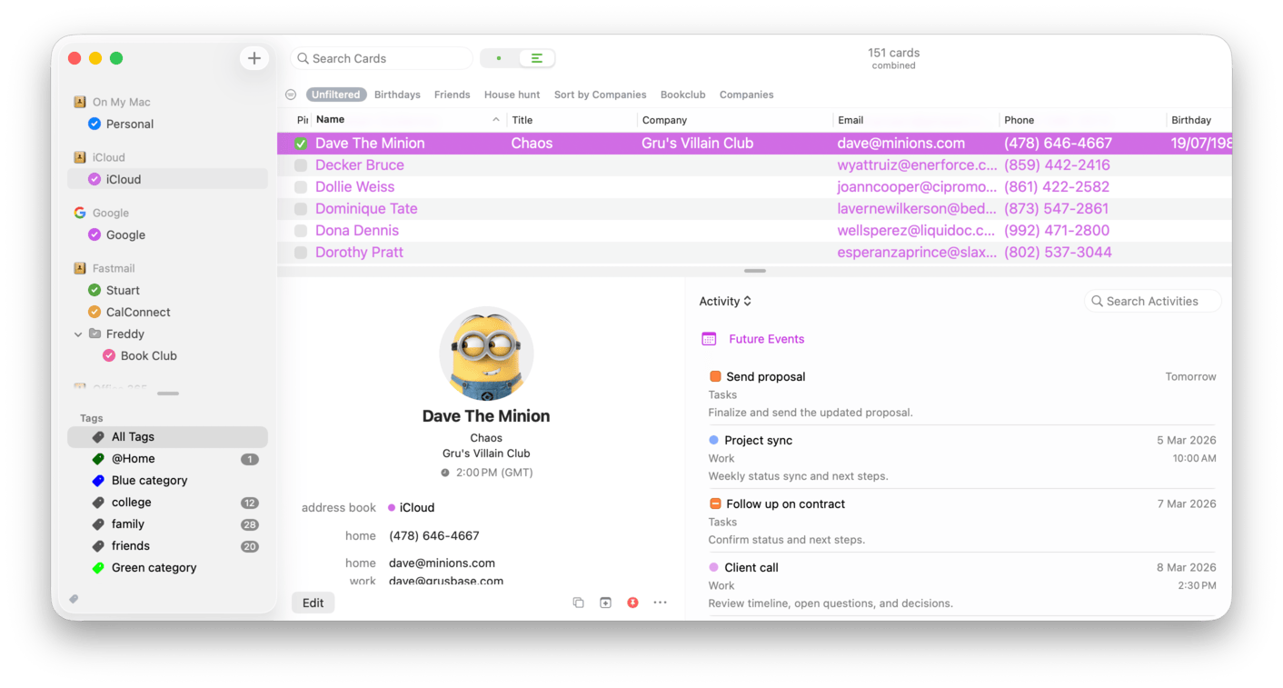 BusyContacts list view screenshot